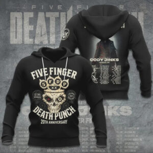 Five Finger Death Punch 20th Anniversary World Tour Skull Heavy Metal Graphic T Shirt