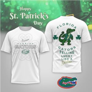 Florida Gators St. Patrick's Day Lucky Clover Albert Gator Mascot Graphic T Shirt