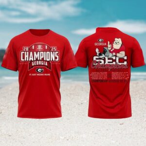 Georgia Bulldogs 2025 SEC Champions Red Game Day Football Fan Shirt