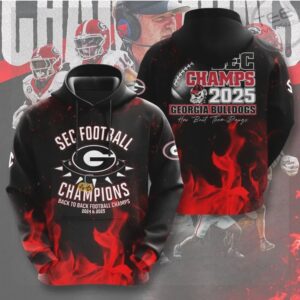 Georgia Bulldogs SEC Back To Back Football Champions 2024 2025 Flame Graphic T Shirt Georgia Bulldogs SEC Back To Back Football Champions 2024 2025 Flame Graphic T Shirt
