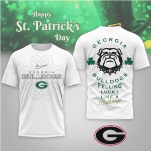 Georgia Bulldogs St. Patrick's Day Lucky Clover G Logo Performance Graphic T Shirt