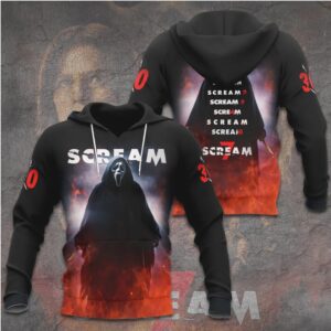 Ghostface Scream 7 Fire Horror Movie Slashing Through The Flames Hoodie Ghostface Scream 7 Fire Horror Movie Slashing Through The Flames Hoodie
