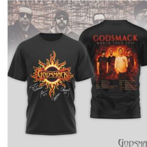 Godsmack World Tour 2026 Fire Sun Graphic Black Cotton Rock Band Concert Shirt Godsmack World Tour 2026 Fire Sun Graphic Black Cotton Rock Band Concert Shirt