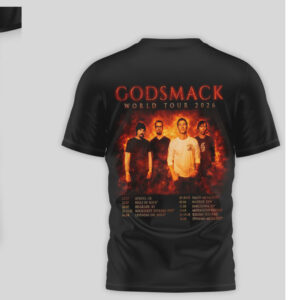 Godsmack World Tour 2026 Fire Sun Graphic Black Cotton Rock Band Concert Shirt