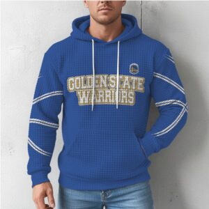 Golden State Warriors Blue Waffle Knit Hoodie Vintage NBA Game Day Fan Apparel Hoodie