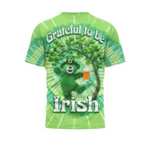Grateful Dead Bear Grateful To Be Irish Saint Patrick's Day Tie Dye T Shirt
