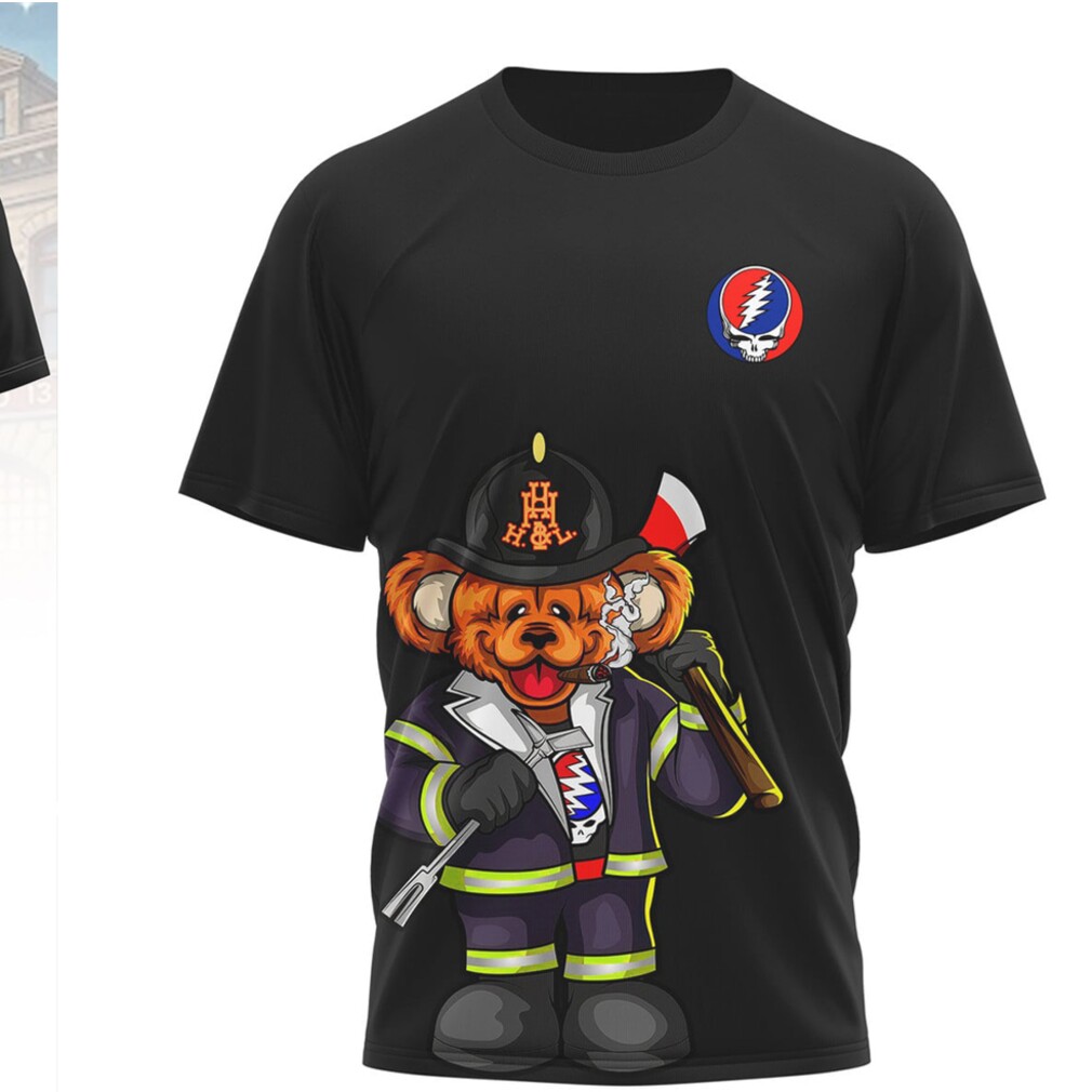 Grateful Dead Fire Department Firefighter Bear & Skull Black Performance T Shirt Grateful Dead Fire Department Firefighter Bear & Skull Black Performance T Shirt
