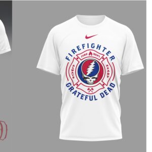 Grateful Dead Fire Dept. Steal Your Face & Dancing Bear White Performance T Shirt
