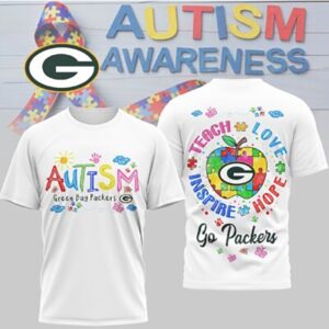 Green Bay Packers Autism Awareness Teach Love Hope Puzzle NFL Fan T Shirt
