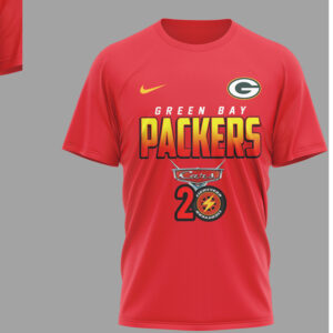 Green Bay Packers Disney Cars 20th Anniversary Red Graphic Lightning McQueen T Shirt