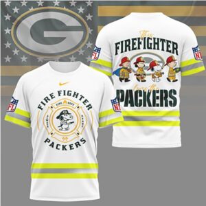 Green Bay Packers Firefighter Snoopy Peanuts Hero Appreciation Game Day tshirt