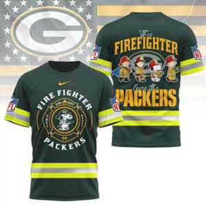 Green Bay Packers Firefighter Snoopy Peanuts Hero Appreciation Game Day tshirt