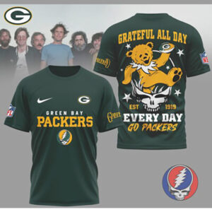 Green Bay Packers Grateful Dead Dancing Bear NFL Football Jam Band tshirt