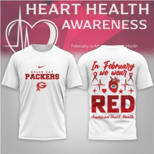 Green Bay Packers Heart Health Awareness February We Wear Red Nike Shirt