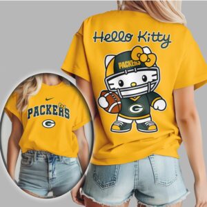 Green Bay Packers Hello Kitty Vintage Football Fan Sunday Gameday T Shirt