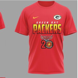 Green Bay Packers Lightning McQueen Disney Cars 20th Anniversary Red Performance T Shirt