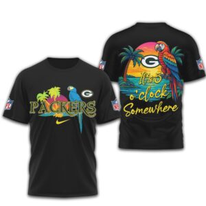 Green Bay Packers Margaritaville Parrot Paradise Tropical Beach Summer Game Day tshirt Green Bay Packers Margaritaville Parrot Paradise Tropical Beach Summer Game Day tshirt
