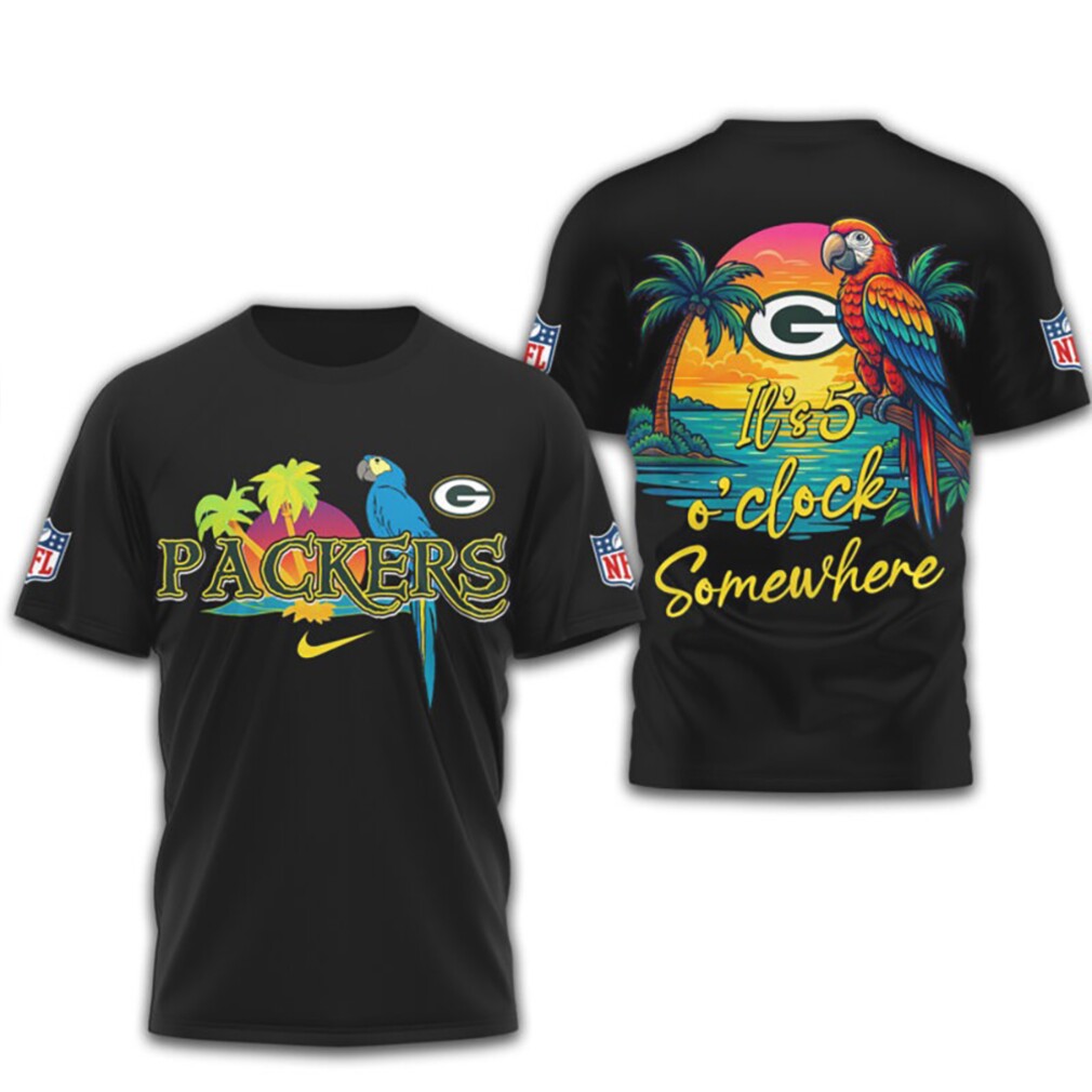 Green Bay Packers Margaritaville Parrot Paradise Tropical Beach Summer Game Day tshirt Green Bay Packers Margaritaville Parrot Paradise Tropical Beach Summer Game Day tshirt