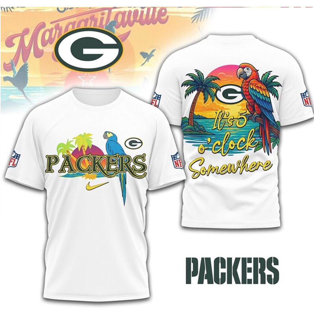 Green Bay Packers Margaritaville Parrot Paradise Tropical Beach Summer Game Day tshirt Green Bay Packers Margaritaville Parrot Paradise Tropical Beach Summer Game Day tshirt