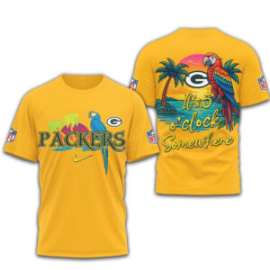 Green Bay Packers Margaritaville Parrot Paradise Tropical Beach Summer Game Day tshirt