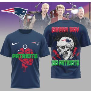 Green Day American Idiot New England Patriots Punk Rock Skull Graphic Football Fan Shirt