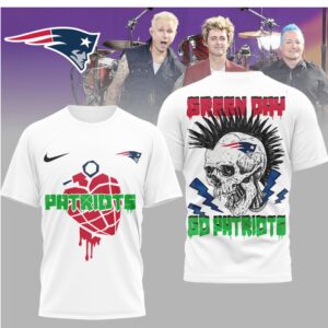 Green Day American Idiot New England Patriots Punk Rock Skull Graphic Football Fan Shirt