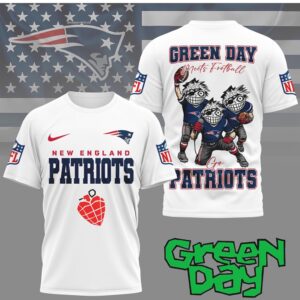 Green Day Punk Rock New England Patriots Football Mashup Graphic Tee Game Day Apparel T Shirt
