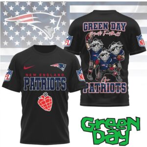Green Day Punk Rock New England Patriots Football Mashup Graphic Tee Game Day Apparel T Shirt