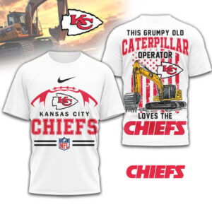 Grumpy Old Caterpillar Operator Loves Kansas City Chiefs NFL Football T Shirt