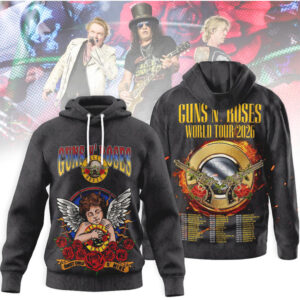 Guns N' Roses World Tour 2026 Sweet Child O' Mine Vintage Rose Graphic Hoodie