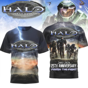 Halo Combat Evolved 25th Anniversary 2001 2026 Master Chief Finish The Fight Video Game Hoodie