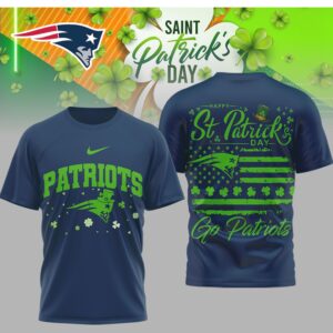 Happy St. Patrick's Day New England Patriots Lucky Shamrock American Flag Football Fan Shirt