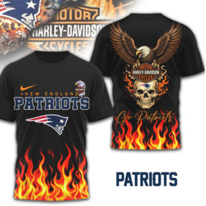 Harley Davidson Style New England Patriots Skull Eagle Biker Graphic Football Fan Shirt Harley Davidson Style New England Patriots Skull Eagle Biker Graphic Football Fan Shirt