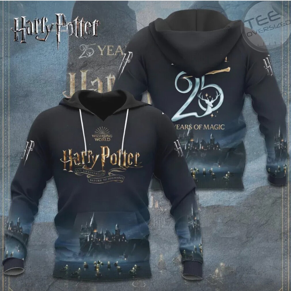 Harry Potter 25 Years Of Magic Hogwarts Anniversary Graphic T Shirt Harry Potter 25 Years Of Magic Hogwarts Anniversary Graphic T Shirt