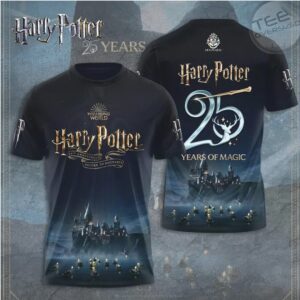 Harry Potter 25 Years Of Magic Hogwarts Anniversary Graphic T Shirt