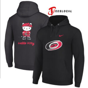 Hello Kitty Carolina Hurricanes Hockey Black Graphic Long Sleeve Hoodie Merch
