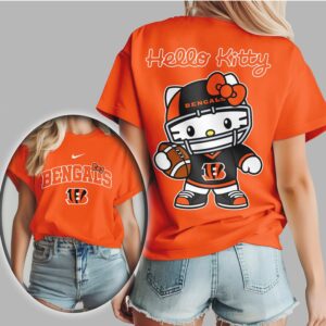 Hello Kitty Cincinnati Bengals 's Football Cute NFL Fan Gear T Shirt