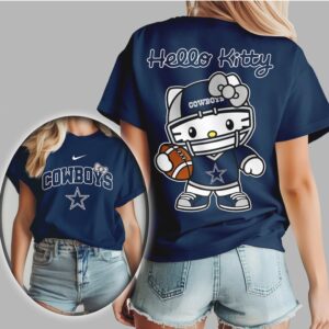 Hello Kitty Dallas Cowboys Football Fan Apparel T Shirt