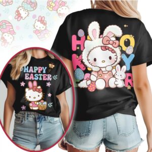 Hello Kitty Happy Easter Bunny Costume Cute Kawaii Graphic T Shirt