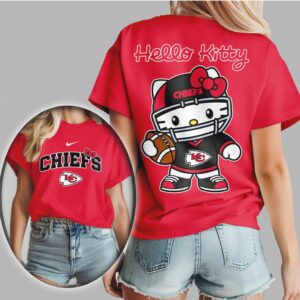 Hello Kitty Kansas City Chiefs 's Football Cute NFL Fan Gear T Shirt