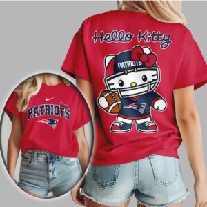 Hello Kitty New England Patriots Football Fan Graphic For Women Game Day T Shirt