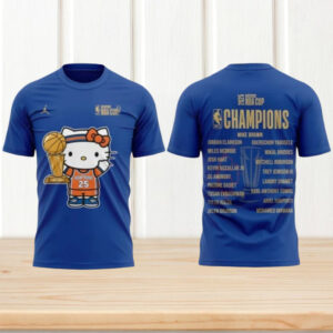Hello Kitty New York Knicks 2025 NBA Cup Champions Blue Roster Shirt Hello Kitty New York Knicks 2025 NBA Cup Champions Blue Roster Shirt