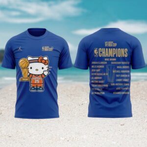 Hello Kitty New York Knicks 2025 NBA Cup Champions Blue Roster Shirt