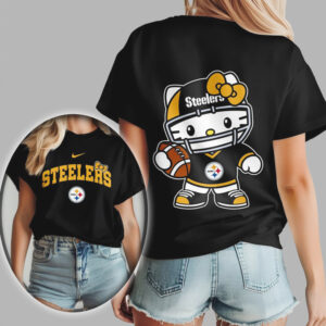 Hello Kitty Pittsburgh Steelers Football Fan NFL Football T Shirt