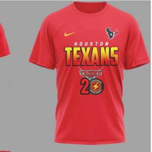 Houston Texans Disney Cars Lightning McQueen 20th Anniversary Red Graphic Fan T Shirt