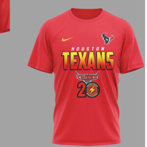 Houston Texans Disney Cars Lightning McQueen 20th Anniversary Red Graphic Racing T Shirt