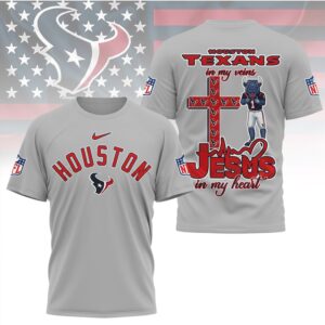 Houston Texans Jesus In My Heart Christian Faith Football Fan Graphic T Shirt Houston Texans Jesus In My Heart Christian Faith Football Fan Graphic T Shirt