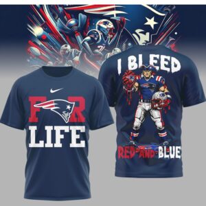 I Bleed Red and Blue New England Patriots For Life Die Hard Fan Shirt