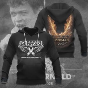 In Memory Of Brad Arnold 3 Doors Down Superman Winged Graphic Hoodie In Memory Of Brad Arnold 3 Doors Down Superman Winged Graphic Hoodie