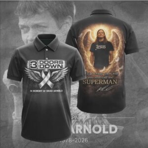 In Memory Of Brad Arnold 3 Doors Down Superman Winged Graphic Hoodie